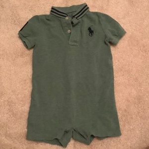 Ralph Lauren hunter green with navy accent. Crotch snaps. 24 month.